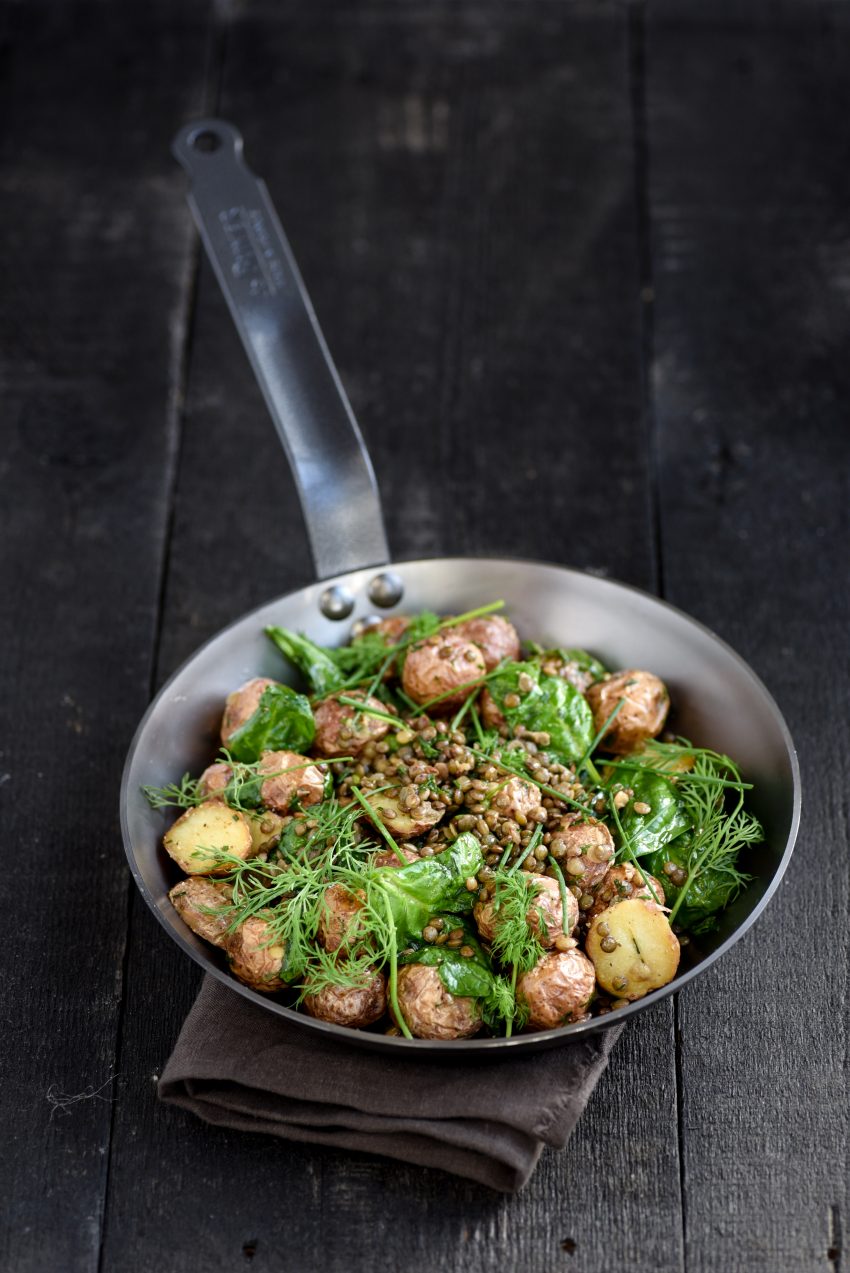 Aardappelsalade met linzen